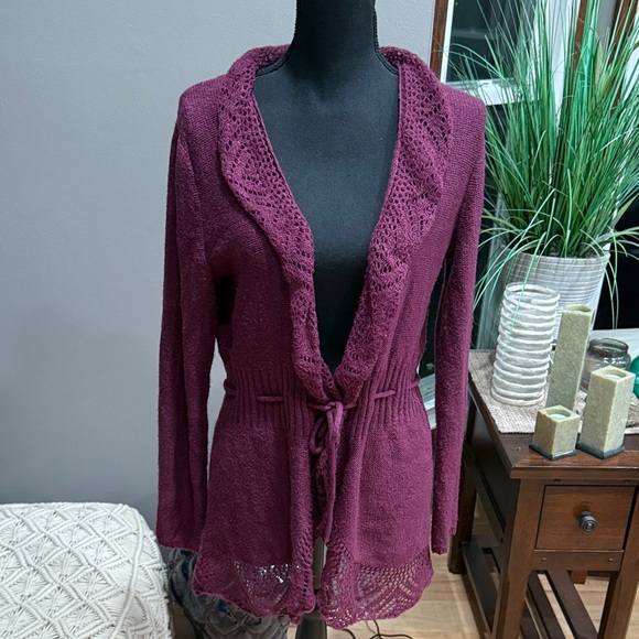 Elle Burgundy Knit Cardigan - Picture 1 of 5